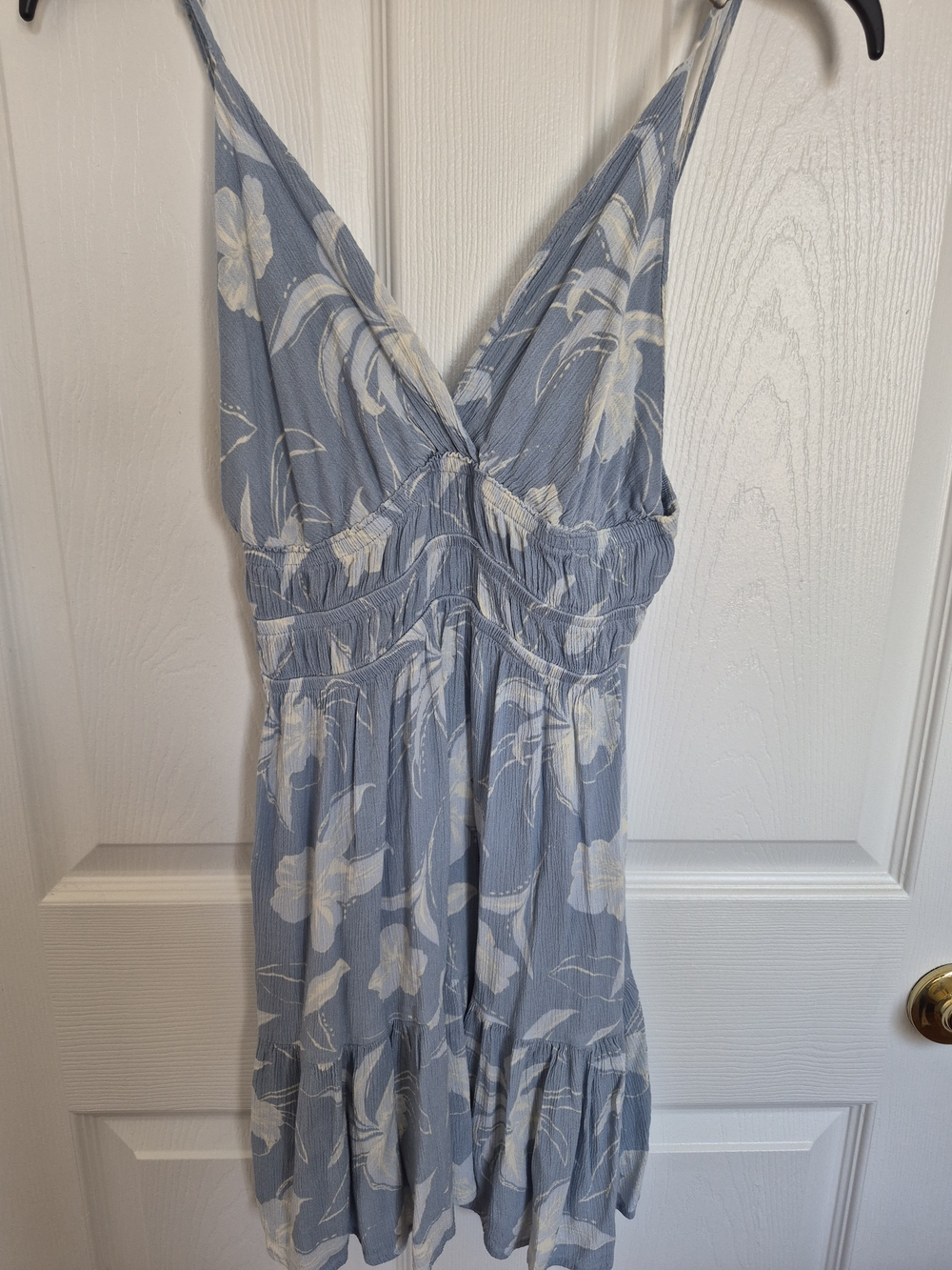 Ocean Drive Light Blue Mini Dress with White Floral Print